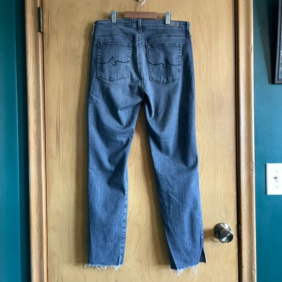 AG Adriano Goldschmied Prima Ankle Cigarette Size 30 R Gray Denim Split Hem - Picture 2 of 11